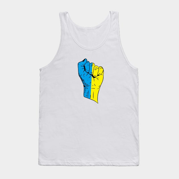 Flag of Ukraine on a Raised Clenched Fist Tank Top by Vladimir Zevenckih